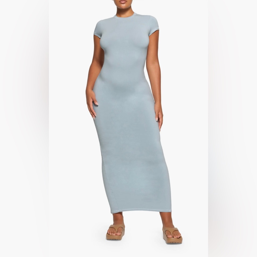 SKIMS - NEW VINTAGE T-SHIRT LONG DRESS - DENIM - SIZE 2XL